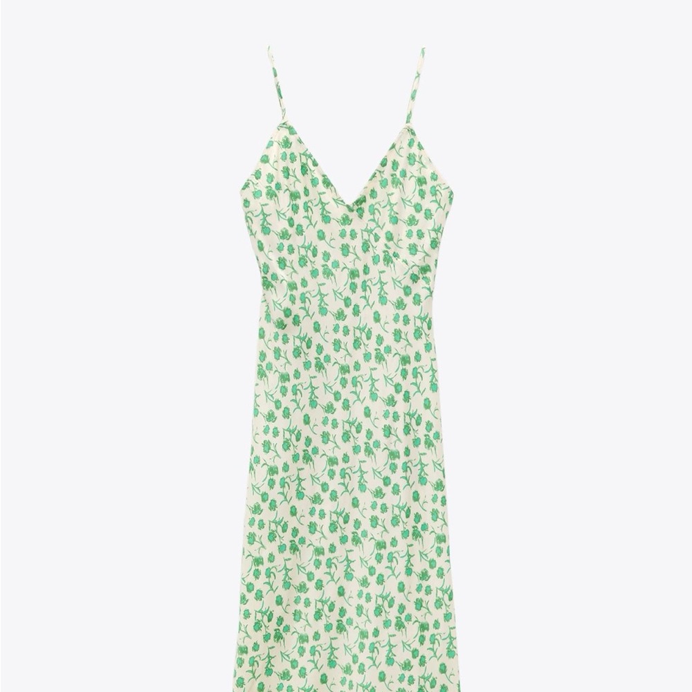 Zara Green Floral Maxi Dress NWOT